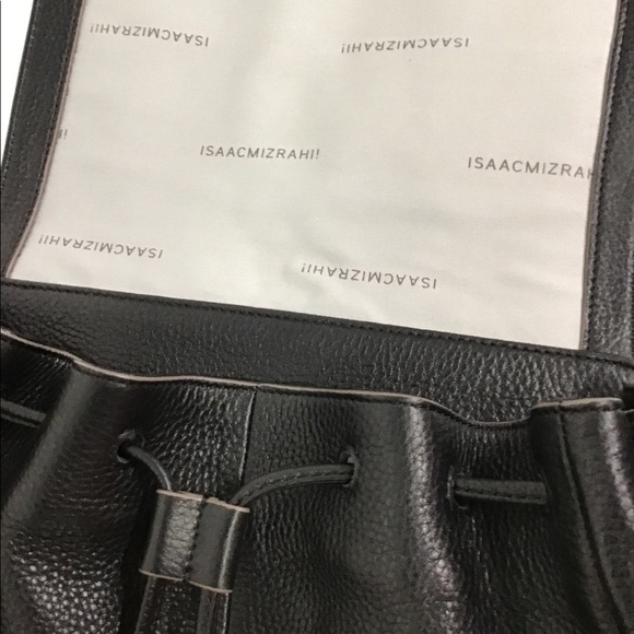 Isaac Mizrahi Black Leather Drawstring Backpack-NWOT - Picture 11 of 14